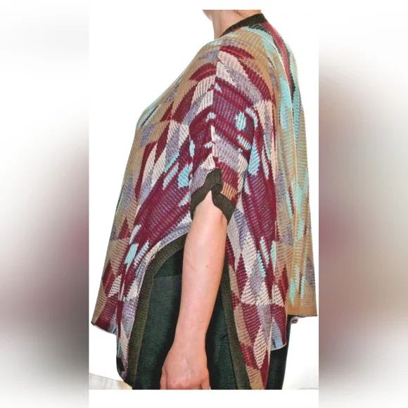 Eddie Bauer knit Pancho Chevron brown one size S M L cardigan - Picture 5 of 11